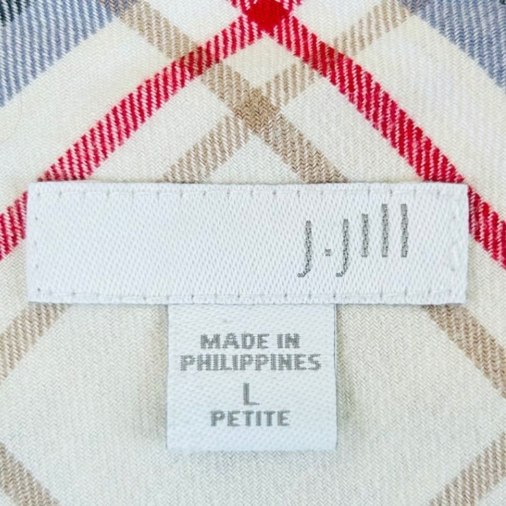 J. Jill Plaid Fall Gorpcore Outdoor Button Down Shirt Blue 100% Cotton SZ LP - Picture 3 of 6